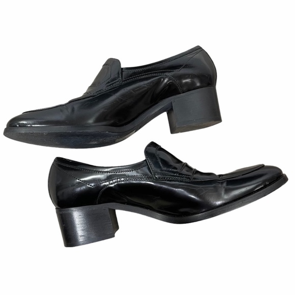 Lanvin Luxury Black Patent Leather Block Heel Loafers. Made in Italy. - Picture 2 of 8